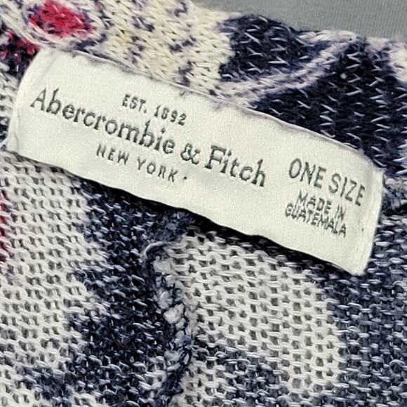 Abercrombie Fitch Cardigan Sweater Women One Size Blue Stretch Preppy Floral Top - Picture 7 of 9